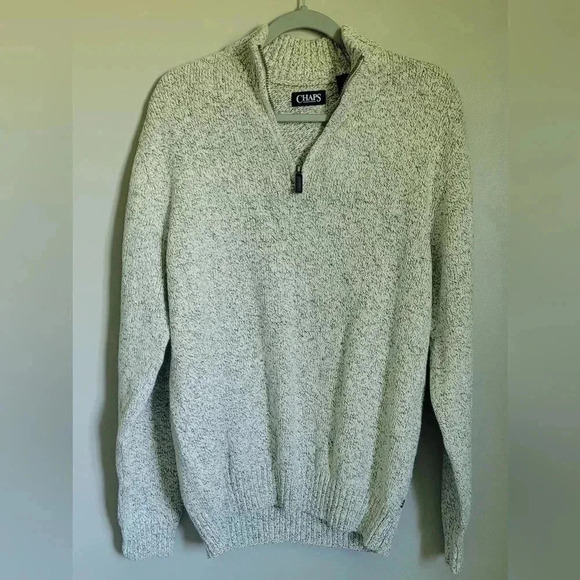 Chaps Mens Long Sleeve Cotton Quarter Zip Mock Neck Sweater, size Large - Picture 6 of 8
